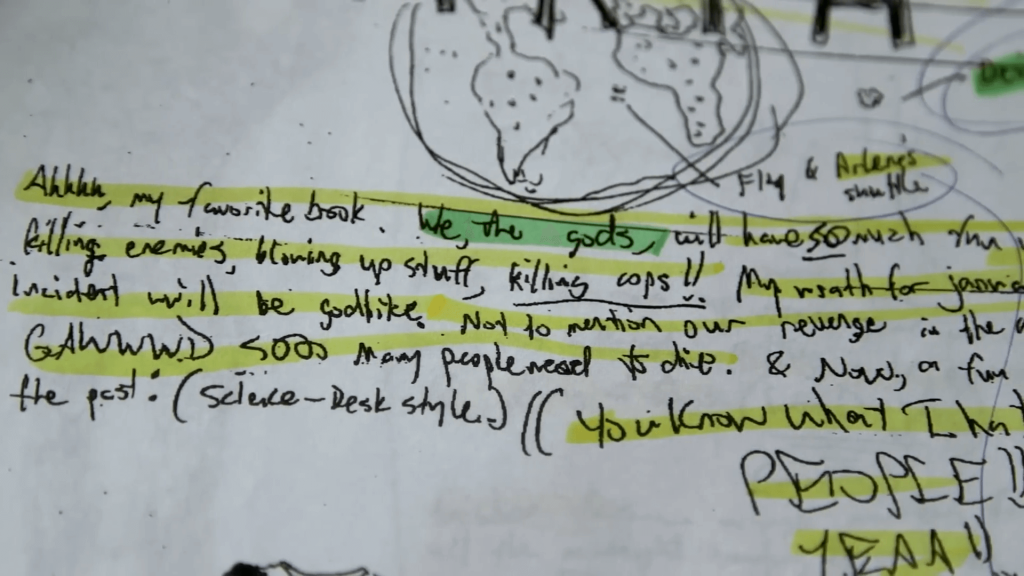 Excerpts from the Columbine Shooter’s Journal: “We, the gods” and “We will be godlike”