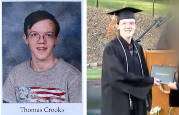 High school yearbook and graduation photos of Thomas Matthew Crooks