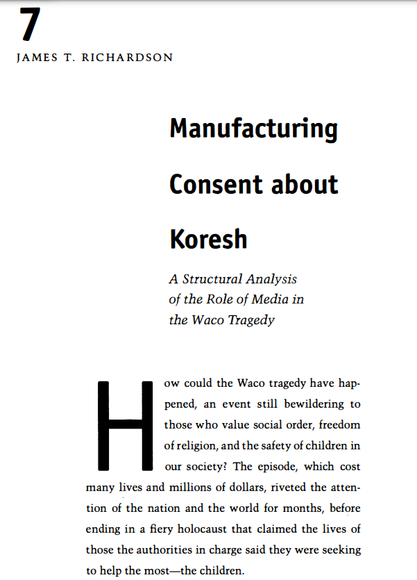 Screenshot taken from James T. Richardson's report "Manufacturing Consent about Koresh: A Structural Analysis of the Role of Media in the Waco Tragedy"