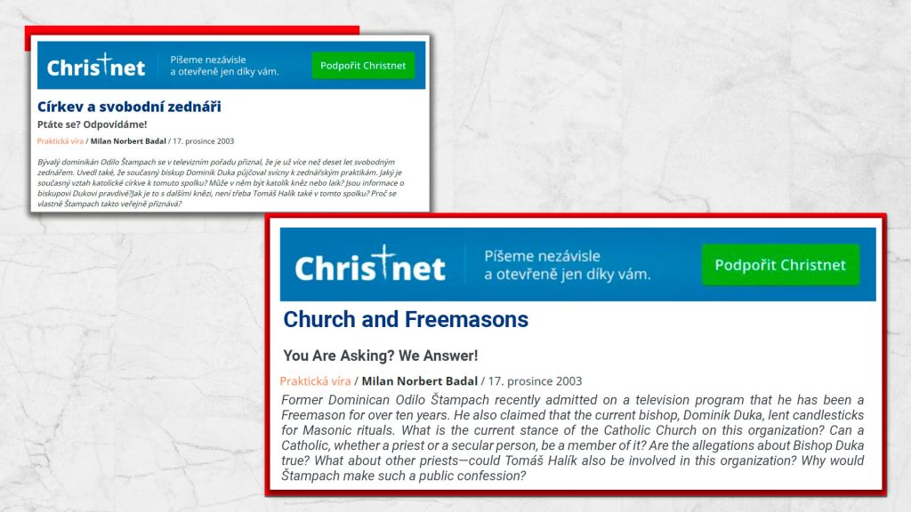 Screenshot from Christnet website