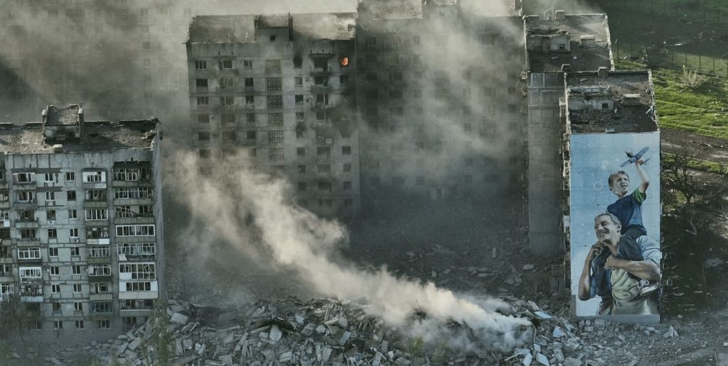 Ruins of the city of Bakhmut, Ukraine