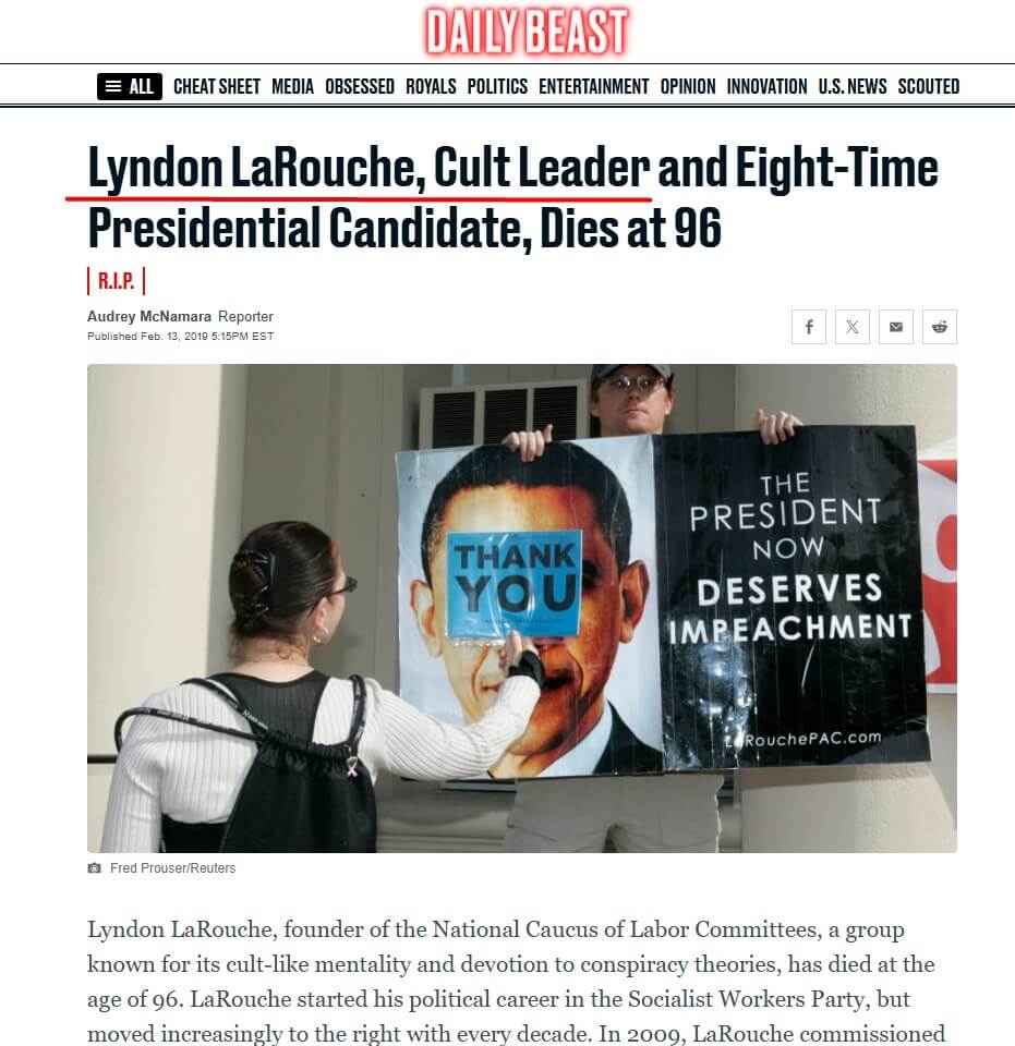 Screenshot from The Daily Beast website