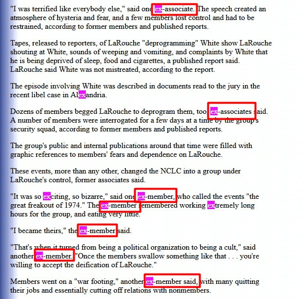 Screenshot of the article "Ideological Odyssey: From Old Left to Far Right" by John Mintz, "The Washington Post", January 14, 1985