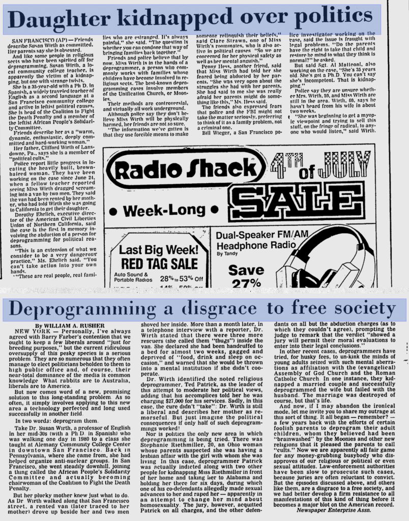 1. Screenshot of an article dated May 28, 1983, from The Gadsden Times, archived version [16] 2. Screenshot of an article dated July 2, 1980, from The Beaver County Times, archived version 