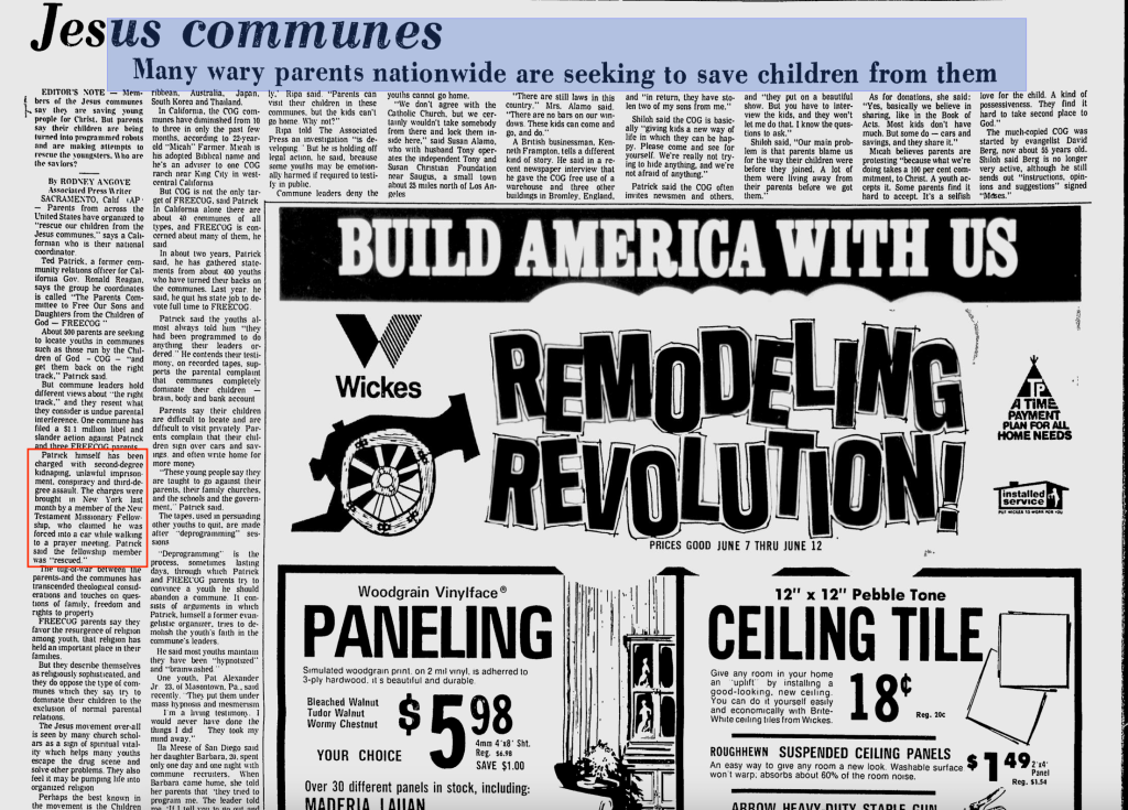 Screenshot of an article dated June 4, 1972, from The Daily News, achieved version 