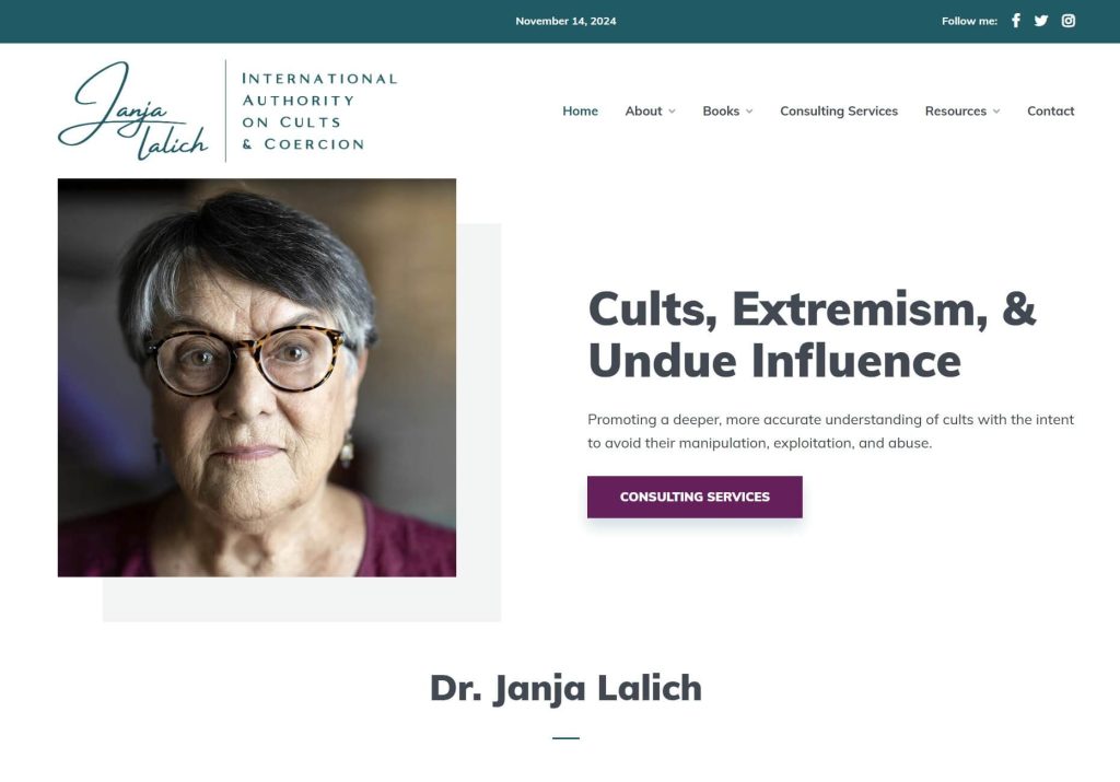 Screenshot from Janja Lalich’s website