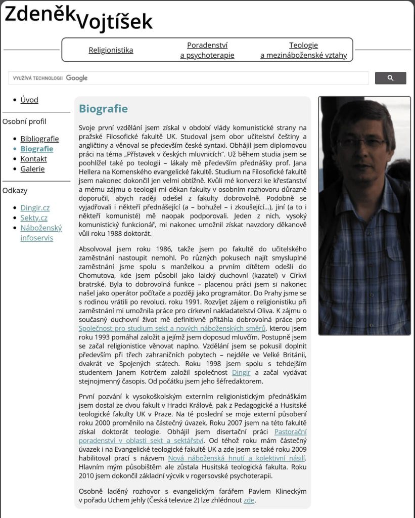 Screenshot from Zdeněk Vojtíšek’s website