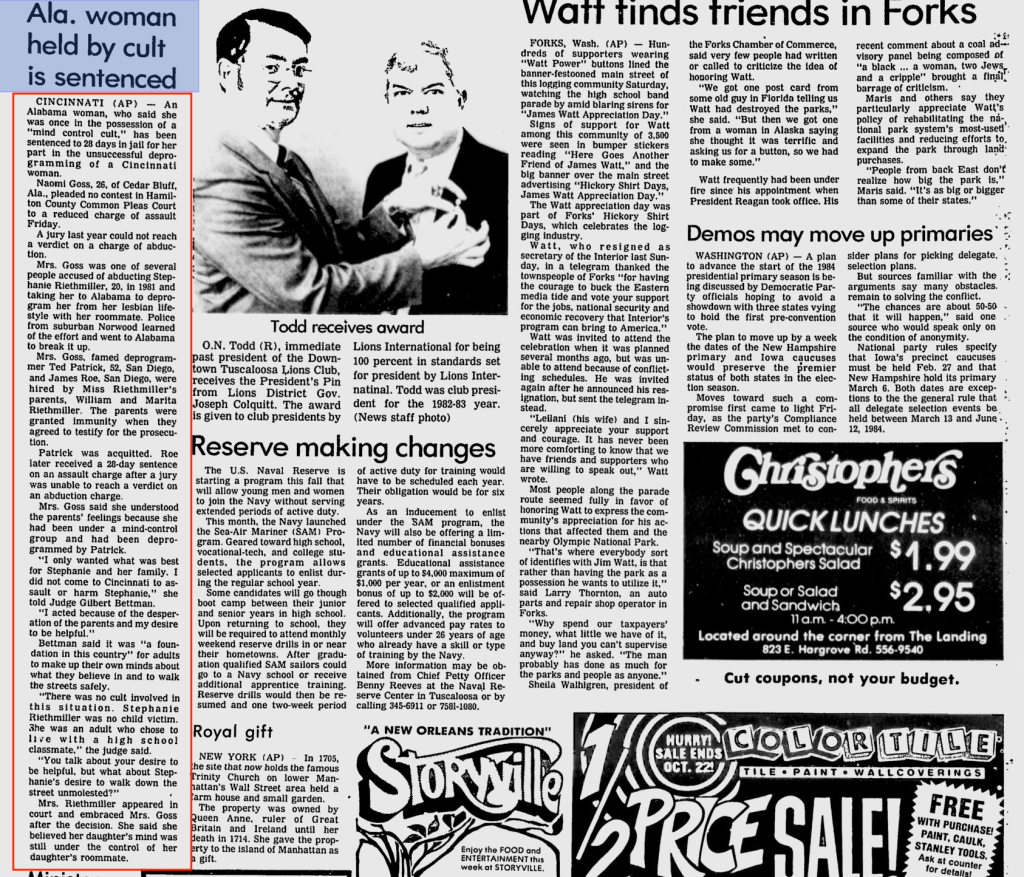 Screenshot of an article dated April 19, 1982, from The New York Times website archive 