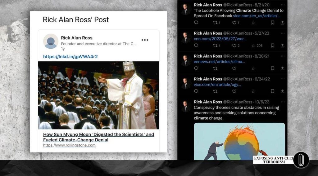 Screenshot from Rick Alan Ross’s LinkedIn page. Screenshot from Rick Alan Ross’s X (formerly Twitter) page 