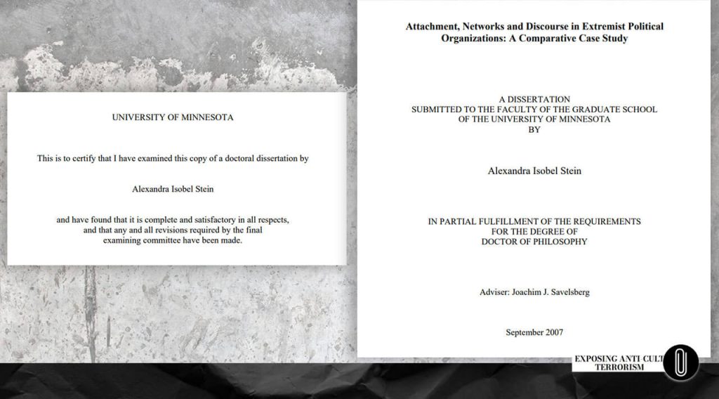 Screenshots from the paper “Attachment, Networks and Discourse in Extremist Political Organizations” by Alexandra Stein