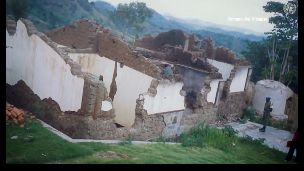 The ruins of Immaculée family’s home, destroyed during the genocide.