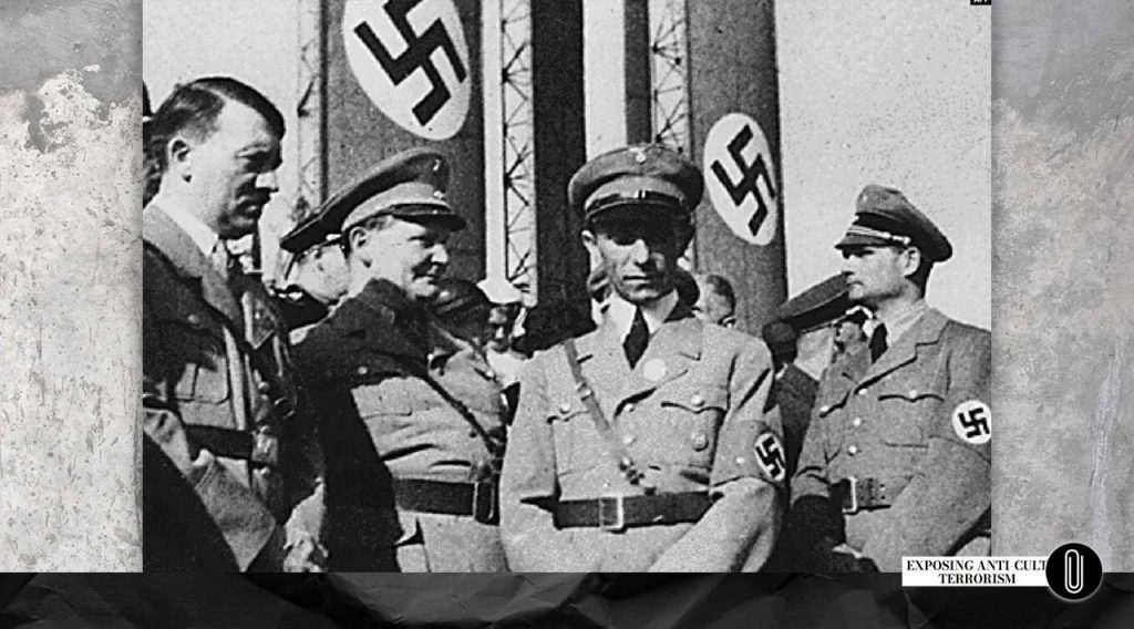 Leaders of the Nazi regime (from left to right): Adolf Hitler, Hermann Goering, Joseph Goebbels, and Rudolf Hess