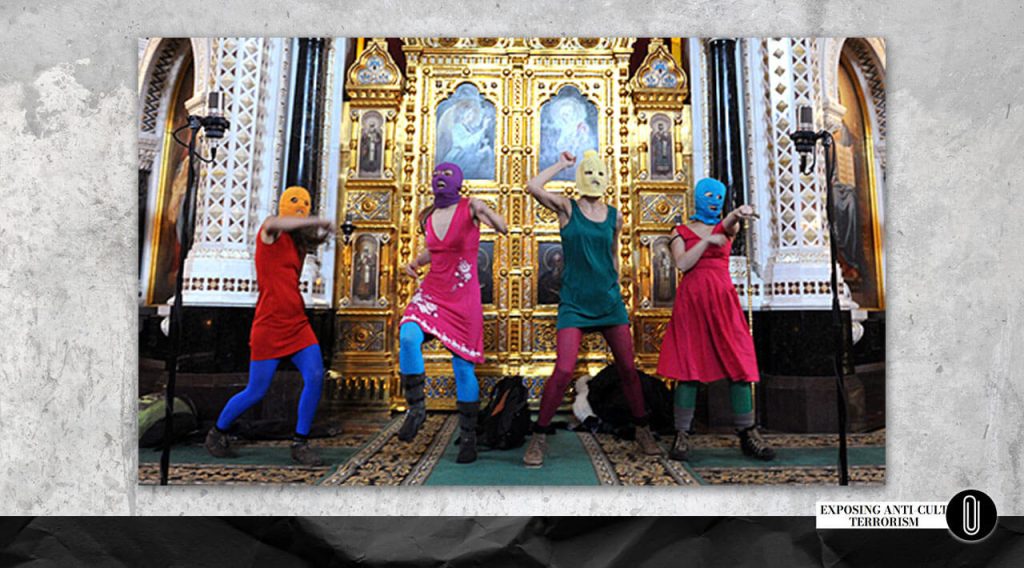 The feminist punk group Pussy Riot during their action in the Cathedral of Christ the Savior