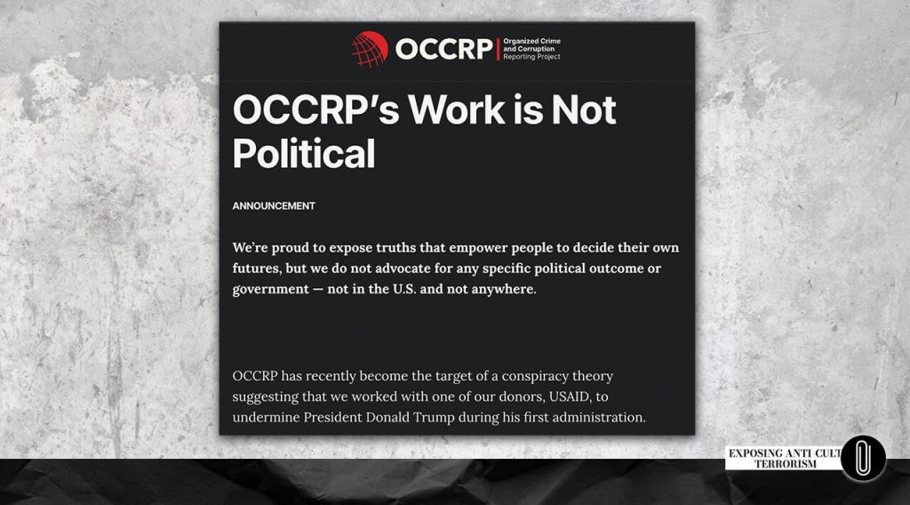 Screenshot from the OCCRP website