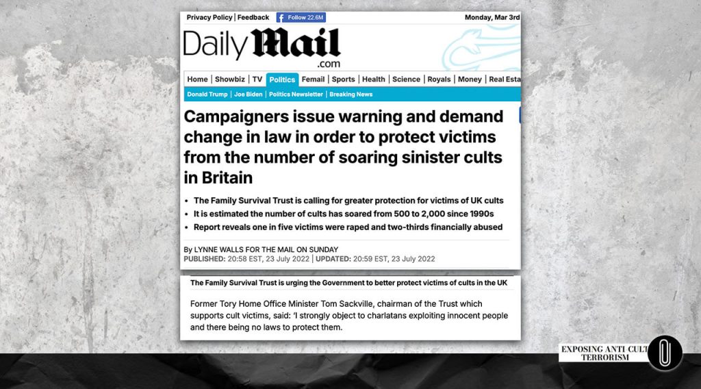 Screenshot from Daily Mail: Alexandra Stein and Tom Sackville from The Family Survival Trust advocate for adoption of Russian-scenario legislative changes earlier lobbied by Alexander Dvorkin