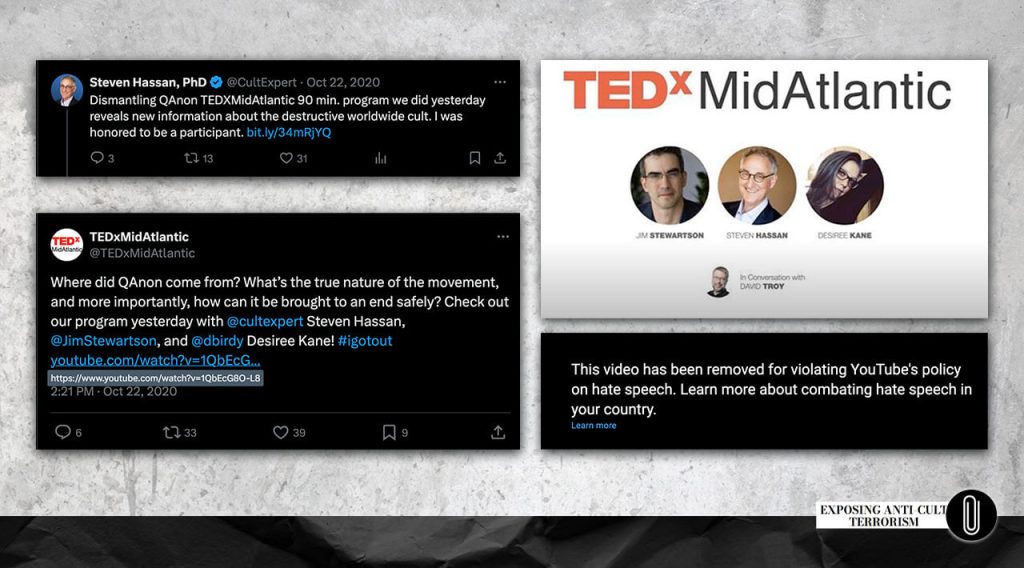 Video by Dave Troy, Stephen Hassen and Jim Stewartson, published on the TEDxMidAtlantic, was removed from YouTube for inciting hatred