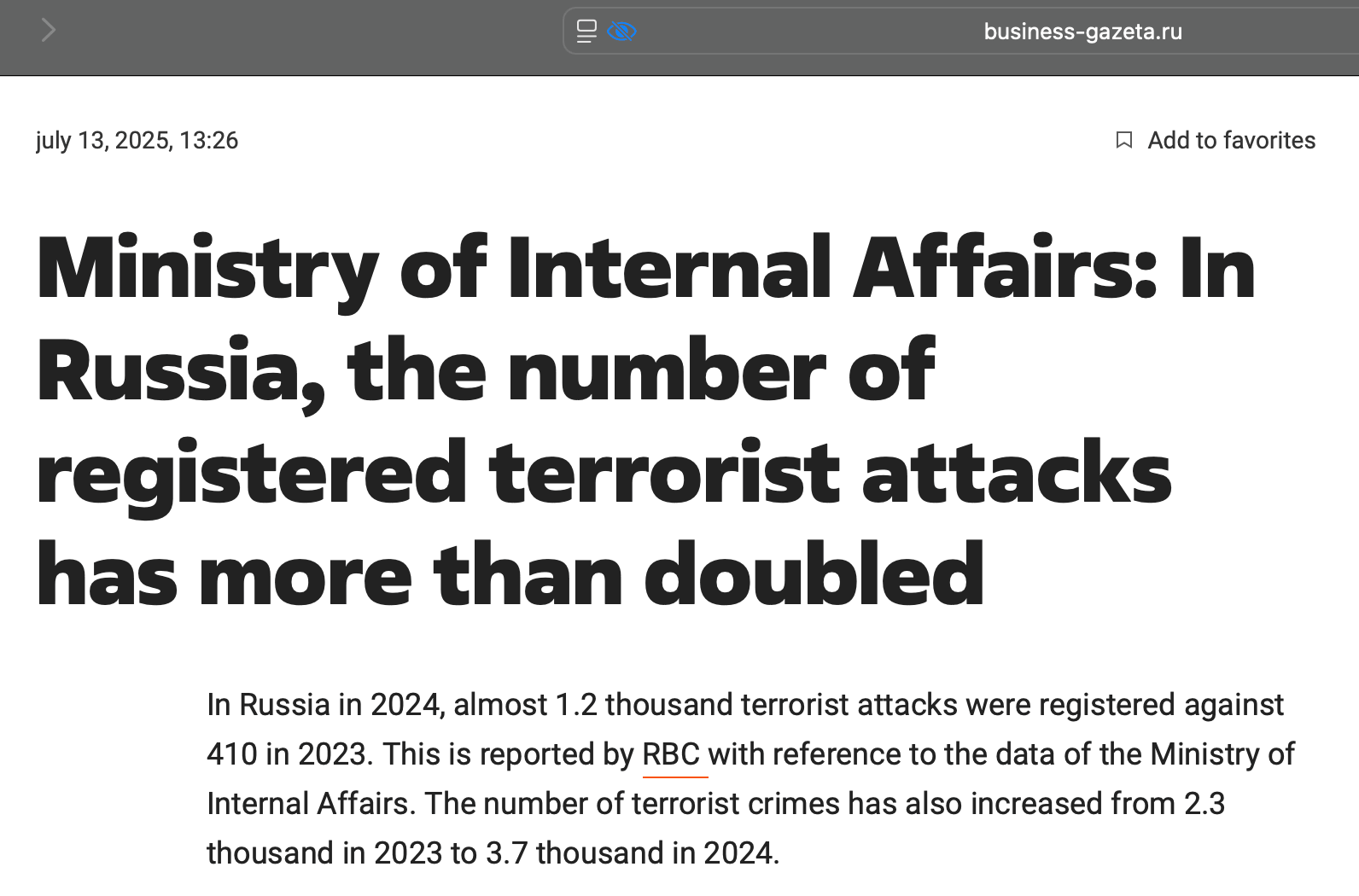 Statistics of the Ministry of Internal Affairs