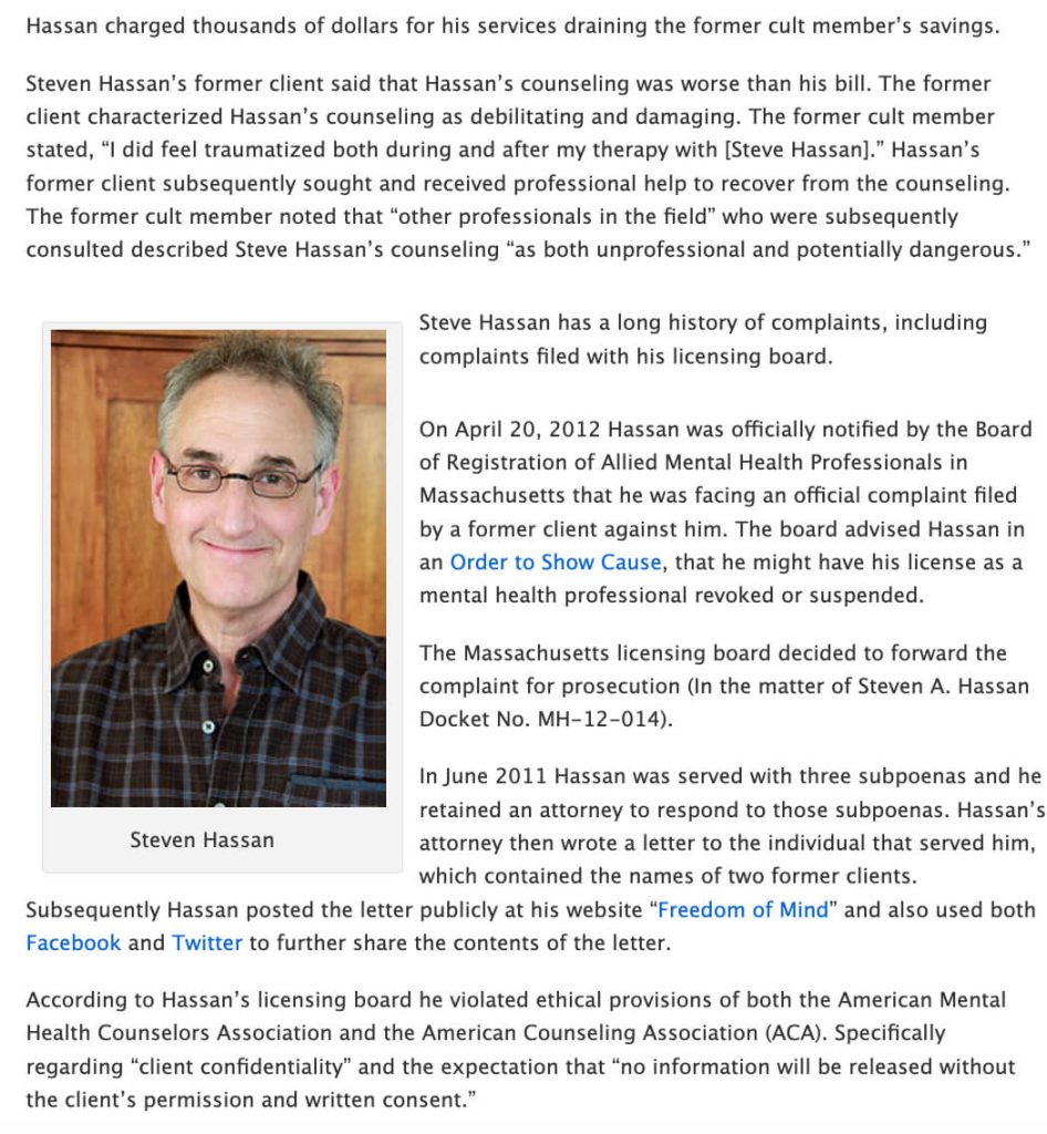 Screenshot from an anticult website 