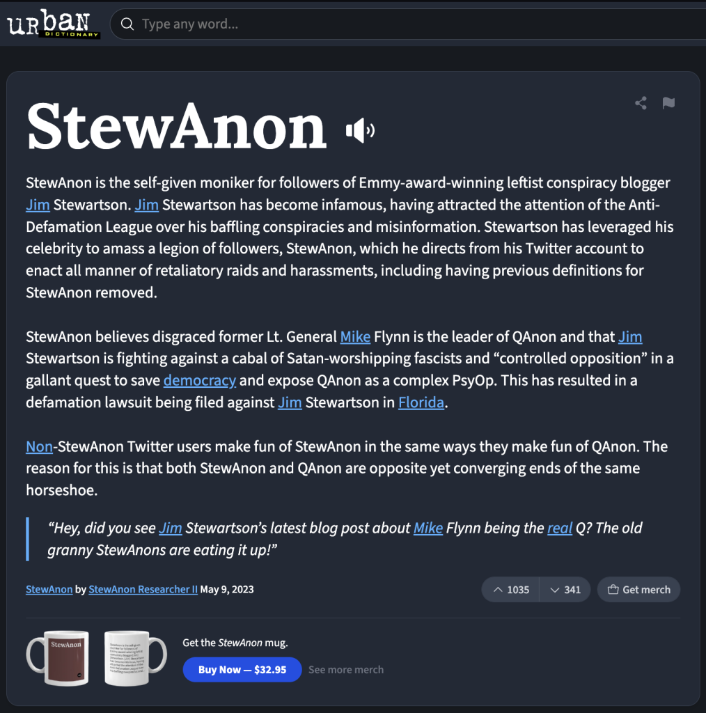 Screenshot from Urban Dictionary: StewAnon