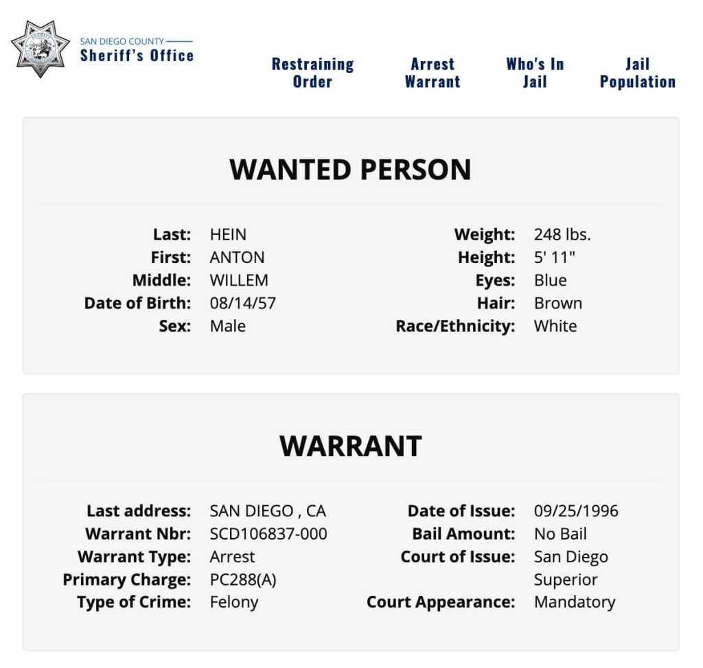 Screenshot from San Diego County Sheriff’s Office website