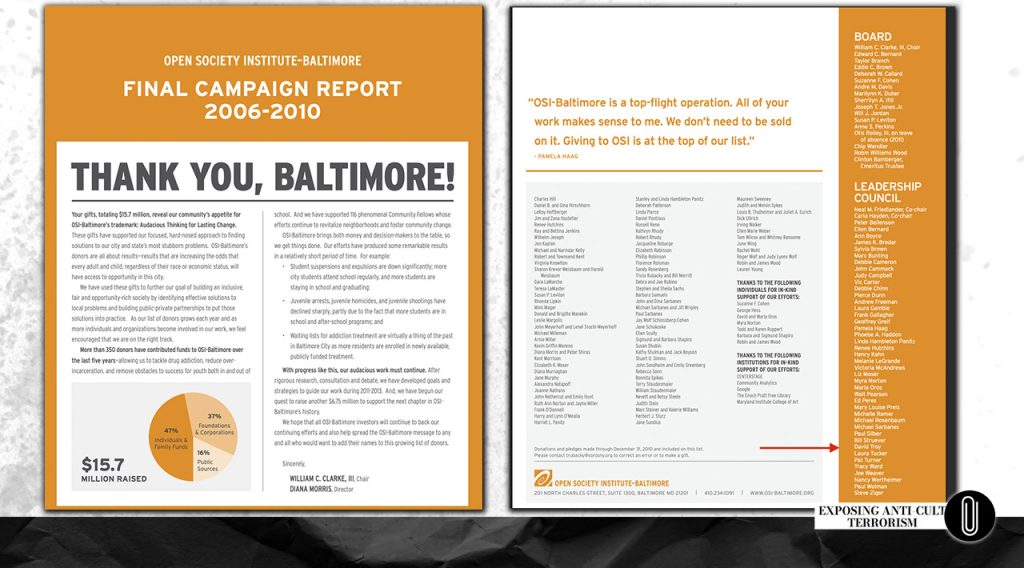 Open Society Institute–Baltimore Final Campaign Report 2006–2010, listing David Troy as a member of the OSI–Baltimore Leadership Council
