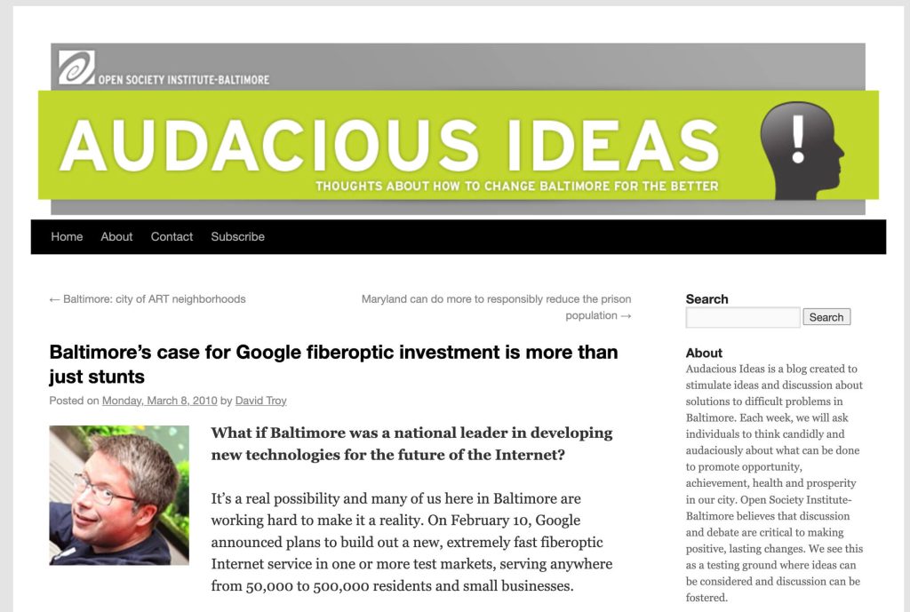 Dave Troy’s article on the Open Society Institute–Baltimore website 
